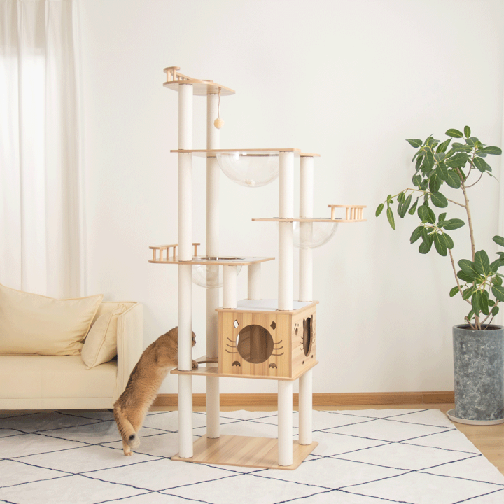木製　キャットタワー　60cm×50cm×185cm 大型 キャットタワー 木製 猫タワー キャットウォーク 大型猫