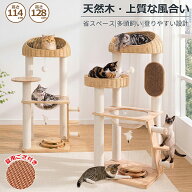 【限定セール2000円OFF⇒11800円】 キャットタワー 据え置き 木製 オシャレ 大型猫 クッション ゴザ おし…
