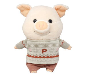 【ぷーとん】柄入りニット ぬいぐるみ Mサイズ 豚内藤デザイン研究所 JAN-4990795042513