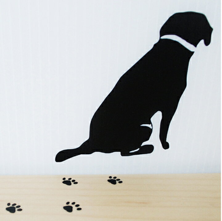 楽天市場 ウォールステッカー 犬 動物 Dog 右向き足跡付き ｓサイズ ウォールステッカー Happy Sticker
