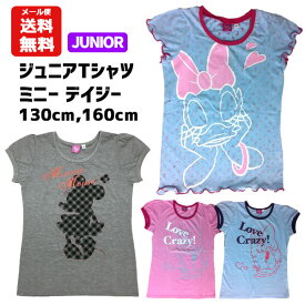 【メール便送料無料】 Tシャツ 130cm 160cm ディズニー デイジー ミニー ジュニア レディース | トップス カットソー パジャマ ルームウェア 部屋着 春 夏 子供 女の子 女子 ガールズ レディース 小学生 中学生 かわいい おしゃれ キャラクター グッズ ミニーマウス 1000 M3