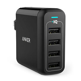 Anker PowerPort 4 (40W 4ポート USB急速 充電器) 【PSE認証済 / PowerIQ搭載 / 折りたたみ式プラグ搭載】iPhone&Android各種対応 (ブラック)