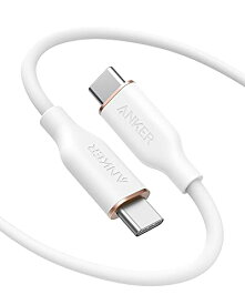 Anker PowerLine III Flow USB-C & USB-C ケーブル Anker絡まないケーブル 100W 結束バンド付き USB PD対応 シリコン素材採用 Galaxy iPad Pro MacBook Pro/Air 各種対応 (1.8m クラウドホワイト)