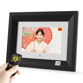 KODAK 7インチ 木製デジタルフォトフレーム リモコン操作 写真再生 4GB内蔵メモリ カレンダースライドショー 32GB MMC/SDカード/USBメモリ対応 日本語取扱説明書付き