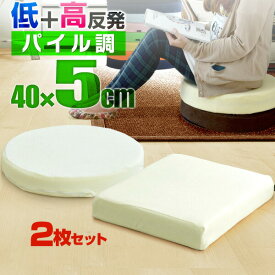 【2,090円→SALE1,980円〜11/11(火)01:59まで】 座布団 クッション 低反発 高反発 両面 2層 コンビクッション 2枚組 40×40cm×厚さ5cm 丸/ラウンド 四角/スクエア 洗えるパイルカバー 座ぶとん 代わり 腰 お尻 ●[送料無料]