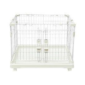 【今だけポイント5倍】ペットケージ キャスター付き 小型犬 猫用ケージ 犬ケージ うさぎケージ 室内用 両開けドア 扉付き 組立簡単 一段タイプ おしゃれ ホワイト/アイボリー/グリーン　C10060-1