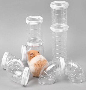 ペット用おもちゃ ハムスタートンネル ハムスターパイプ 小動物用 アスレチックパイプ ショートパイプ 連結 組み立て DIY ストレス発散 遊び 運動不足解消 透明 クリア