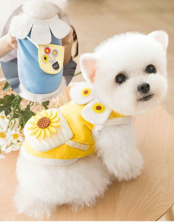 楽天市場 送料無料 ドッグウエア 犬服 犬の服 犬 着ぐるみ ペット 服 犬パジャマ ウェア 洋服 ペット服 ペットウエア 犬 愛犬 ペット ペット用品 犬猫兼用 タンクトップ 袖なし 可愛い花びらネックサッチェル服 かわいい お出掛け お散歩 薄い 春 夏用 Happyalice