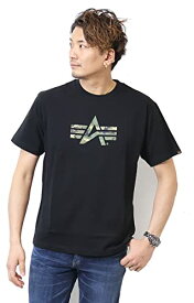 アルファインダストリーズ Tシャツ Aマークロゴプリント半袖Tシャツ TC1570 メンズ BLACK WOODLAND L
