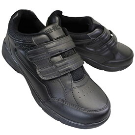 ベーシックスタンダード コックシューズ スニーカー マジックテープ シューズ メンズ 4E 幅広 ワイド 軽量 作業靴 運動靴 合成皮革 無地 ブラック 25.0 cm
