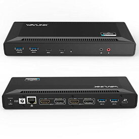 WAVLINK USB-C Ultra 5Kユニバーサルドッキングステーションデュアル4Kドッキングステーション 60W PD付き HDMIとDisplay 2セット、ギガビットイーサネット、USB Cx2、USB 3.0x4、オーディオ、マイク