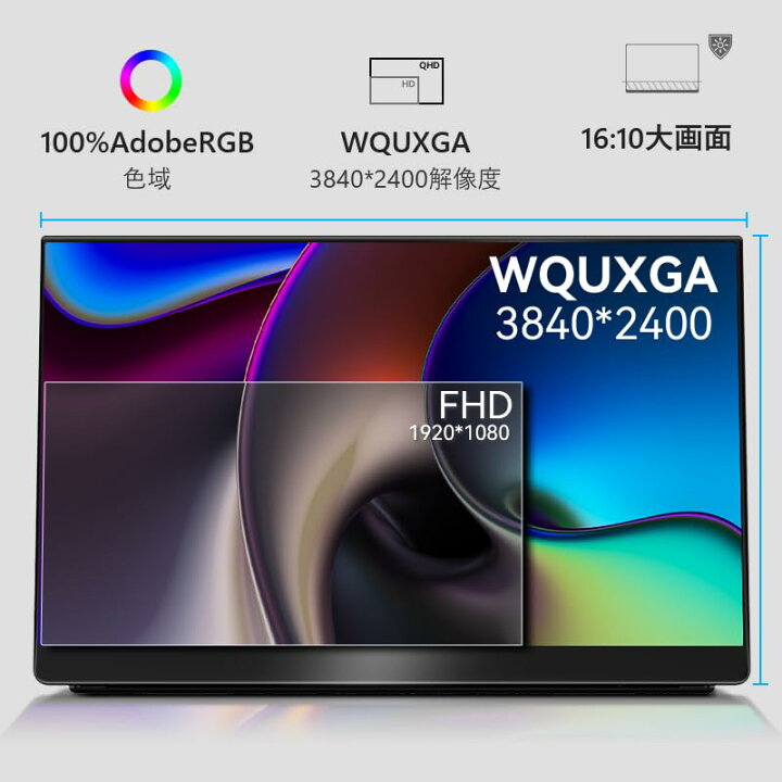 楽天市場】EHOMEWEI モバイルモニター 16インチ 4K 3840x2400 QLED 