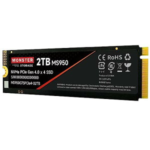 Monster Storage 2TB NVMe SSD PCIe Gen 4 4 őǍ: 7,400MB/s ő发F6,600MB/s PS5mFς M.2 Type 2280  SSD 3D TLC [J[5Nۏ MS950G75