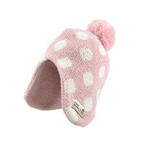 【ネコポス配送可】<裏ボア> 耳付き マシュマロ ニット帽 42~46cm ベビー 赤ちゃん 新生児 キッズ 子供 男の子 女の子 帽子 ニットキャップ 耳あて付き 防寒 秋冬 ボア ニット あったか モコ