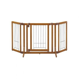 【マラソン10%OFFクーポン配布中】ペット用 木製 おくだけ ドア付 ゲート 自立タイプ S/M/L （S）