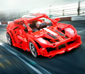 ブロック プルバックカー フェラーリ 458 車 ブロック互換品 プレゼント 入学プレゼント 入学お祝い クリスマスプレゼント 知育玩具 おもちゃブロックお祝いプレゼント