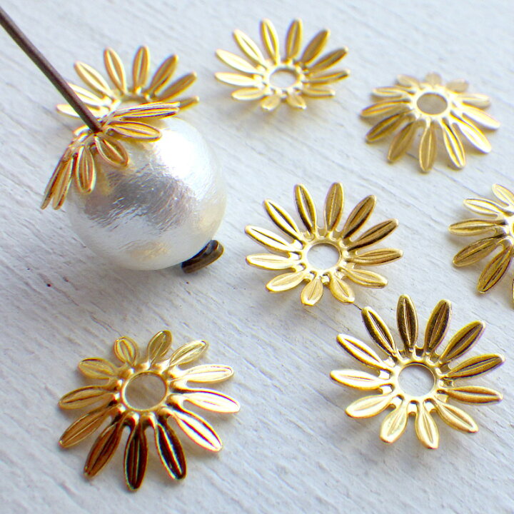 楽天市場 10個 メタルキャップ デイジー 花芯 直径約11mm ゴールド ハンドメイド Beads Happyboo