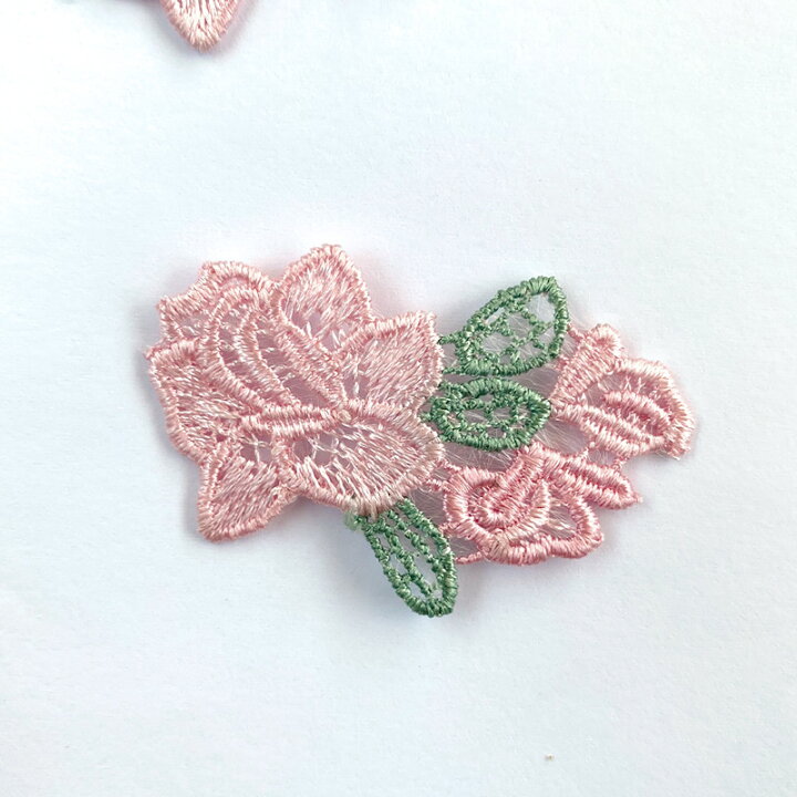 楽天市場 レース モチーフ カラーレース ケミカルレース ピンクフラワーと葉 ハンドメイド Beads Happyboo