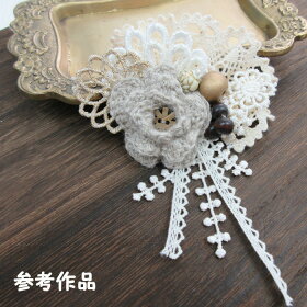 【アクセサリーのキット】リネンと花のコサージュの2wayキット(ゴールド)