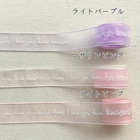 プリントオーガンジーリボン 英字 I Love You [1m計り売り] 手芸 20mm DIY ハンドメイド ヘアリボン リボン資材 ラッピング ファブリック素材 資材 装飾