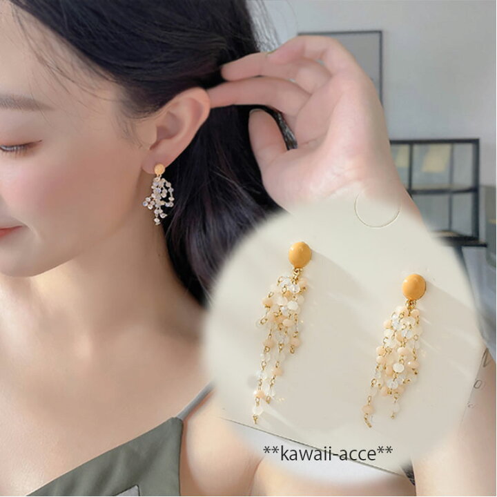 楽天市場】【完成品】オパールビーズシャンデリアピアス イヤリング 