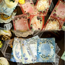 スクラップブッキング コラージュ素材 メモ帳 レトロフラワーシリーズ（4種類）［花織り屋］