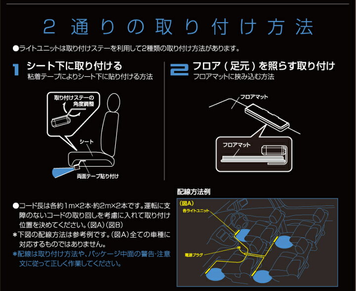 楽天市場 Ledフロアライト 4連 F250 白2 青3水平光 切り替え可 クリア カー用品のセイワ Seiwa メーカー直販 セイワ Happy Car Life