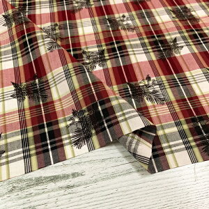 【50cm単位】【2mまでメール便対応】 コットン リネン ワイド幅 チェック 広幅 生地 赤 レッド 灰色 グレー 緑 グリーン 布 綿麻 プリント 花柄 ハイビスカス おしゃれ 日本製