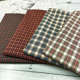 【50cm単位】【2mまでメール便対応可】 コットン チェック 幅広 ワイド幅 生地 赤 レッド オレンジ 緑 グリーン 布 綿100% 先染め