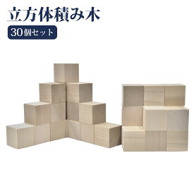 日本製 立方体積み木 30個セット 積みやすい 本物の木 ニキーチン 安定感のある重さ 国産 お受験 幼児教育 教具 知育玩具 角積木 空間把握 図形
