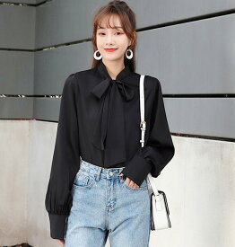 楽天市場 ブラウス 黒 ボウタイの通販