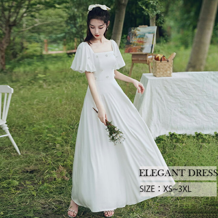 楽天市場】ウエディングドレス 白 成人式 パーティードレス レディース  