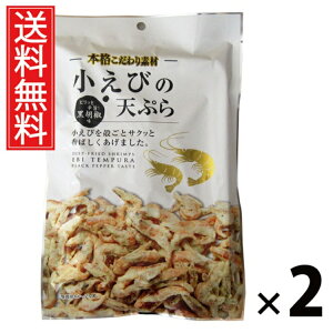 小えびの天ぷら(黒胡椒) 40g × 2袋 江戸屋 送料無料 / 小えびの天ぷら 黒胡椒 殻ごと揚げ ピリ辛 おつまみ スナック ヘルシー 低カロリー 高たんぱく 常温保存 間食 ビール 日本酒 ストッ