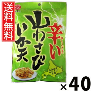 山わさびいか天 40g × 40袋 江戸屋 送料無料 / するめいかフライ ツーンと辛い おつまみ 珍味 スナック 常温保存 低カロリー 高たんぱく ストック用おやつ ビールのおつまみ 日本酒の肴 北海