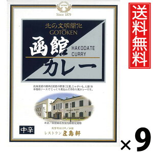 五島軒 函館カレー 中辛 レトルト 200g × 9個 送料無料 / レトルト食品 ご当地カレー 北海道グルメ 老舗洋食店 本格カレー 常温保存 簡単調理 手軽調理 ご飯のお供 贈答用 ギフト 旨味たっぷ