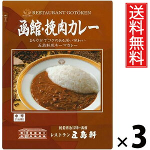五島軒 函館 挽肉カレー 180g × 3個 送料無料 / 北海道 ご当地カレー 老舗洋食店 本格カレー レトルトカレー ご飯のお供 贈答用 ギフト コク深い 旨味たっぷり 手軽調理 常温保存 家庭で本格