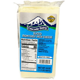 CASCADE DIARY モントレージャックチーズ スライス 681g 冷蔵 sliced monterey jack まろやか クリーミー 塩味 スライス 溶けやすい 手軽 アメリカ産 高品質 チーズ サンドイッチ ハンバーガー タコス メキシカン料理 グリル オーブン トッピング 軽食 サラダ 風味豊か