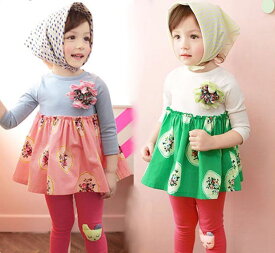 花柄ワンピース 子供服 長そでワンピース チュニック 花柄 ブローチ 子供 ワンピース チュニックワンピース 長そで 花柄ワンピース レトロ 長袖 子供服 子供服 女の子 キッズ ワンピース 長袖ワンピース