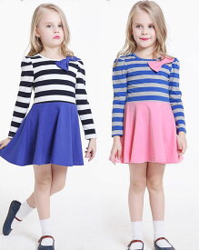 子供服 女の子 ワンピース 子供 長袖ワンピース 子ども ワンピース ボーダー キッズ ワンピース☆ボーダー切り替えワンピース☆