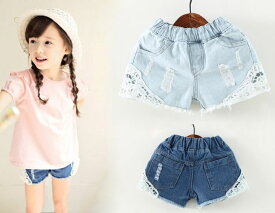 子供服 女の子 デニム ショートパンツ 子供 デニム 女の子 キッズ ショートパンツ カットオフデニム フリンジデニム