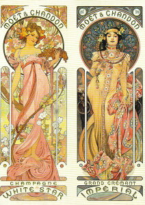 モエシャンドン ポストカード ドイツ製 Mucha, Alfons ポストカード ミュシャ ドイツ製 PP袋入り ハガキ 105×150mm 贈り物 ギフト お便り プレゼント アンティーク インテリア クリスマス ハロウィ