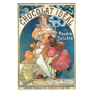 chocolate ideal ポストカード ミュシャ ドイツ製 PP袋入り ハガキ 105×150mm 贈り物 ギフト お便り プレゼント アンティーク インテリア クリスマス ハロウィン 誕生日 記念日 可愛い おしゃれ 飾る