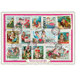 天使の切手ポストカード ドイツ製 PP袋入り ハガキ 105×150mm 天使 エンジェル エンゼル 贈り物 ギフト お便り プレゼント アンティーク インテリア クリスマス ハロウィン 誕生日 可愛い おし