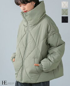 毎日着たくなる、あったかアウター。ダイヤキルトBIGカラーブルゾン/ダウン コート ブルゾン キルト レディース アウター ショート丈 ドロスト ゆったり 大きいサイズ[メール便不可]