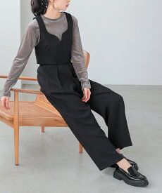 クーポンで50％OFF[対象商品よりどり2点で]BARGAIN★ブラック在庫あり大人コーデの必需品。タックワイドパンツ/パンツ ワイドパンツ タック スタイルアップ レディース ボトムス ベルトループ ツイル 通勤 ゆったり 大きいサイズ[メール便不可]