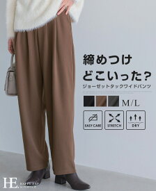 [メール便で送料無料]楽なのにのにキレイ見え！毎日穿けるヘビロテパンツ登場！ストレッチジョーゼットタックパンツ/ロングパンツ カーブパンツ ワイドパンツ[メール便可(1点まで)][M便 1/1]