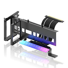 EZDIY-FAB 新しいRGB 垂直 PCIe4.0 GPUブラケット 垂直グラフィックカードホルダー ARGB 5V 3ピンLEDライト同期 PCIe 4.0 X16 Gen4