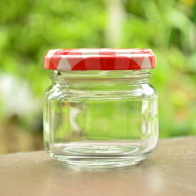 【ジャム90】国産ジャム瓶 赤白チェック 90ml ツイストキャップ 【国産 日本製】ジャム瓶 ガラス瓶 ハチミツ瓶 食品ビン キャップ付き