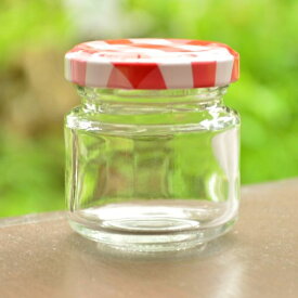 【ジャム50】国産ジャム瓶 赤白チェック 48ml（満量） ツイストキャップ 【国産 日本製】ジャム瓶 ガラス瓶 ハチミツ瓶 食品ビン キャップ付き