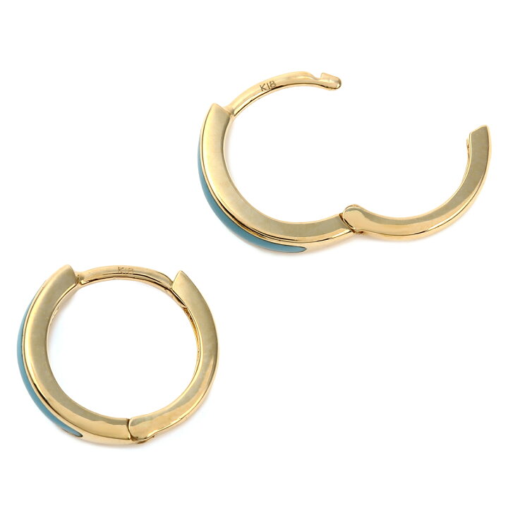 楽天市場】フープピアス K18 トルコ石 ターコイズ 両耳 18金 18k  